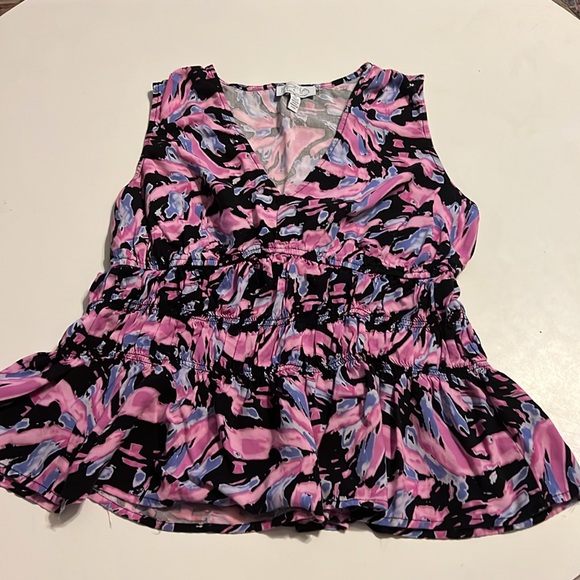 Sofia Jeans by Sofia Vergara Women's Smocked Peplum Top size M - Picture 4 of 7